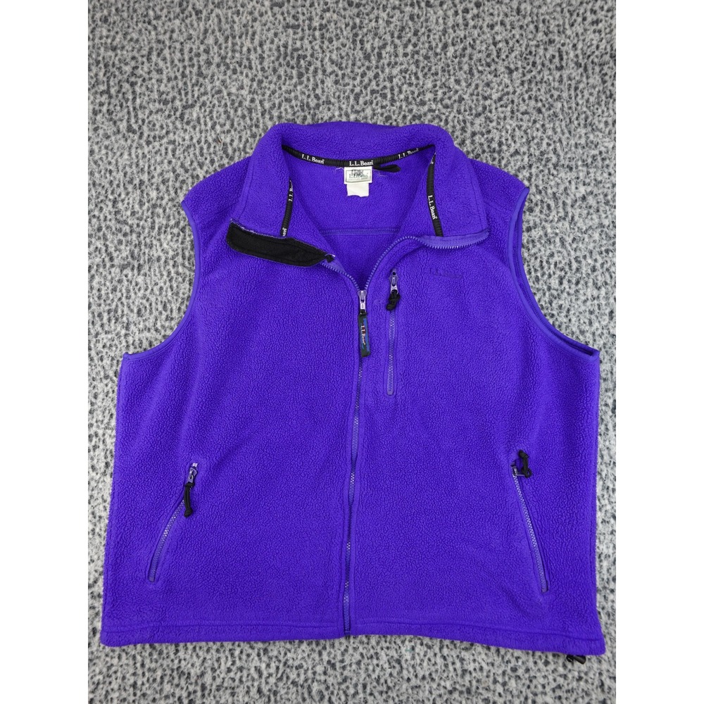 LL Bean‎ Fleece Vest Mens Large Purple Full Zip Outdoors Gorpcore